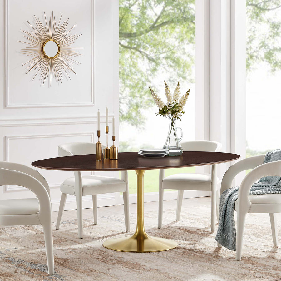 Lumen 78" Oval Wood Dining Table in Gold Cherry Walnut