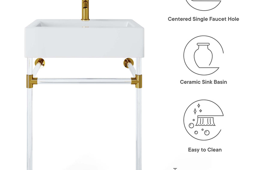 Gaia 24" Acrylic Wall-Mount Bathroom Vanity in Clear White