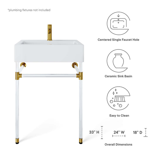 Redeem 24" Acrylic Wall-Mount Bathroom Vanity by Furniture For America