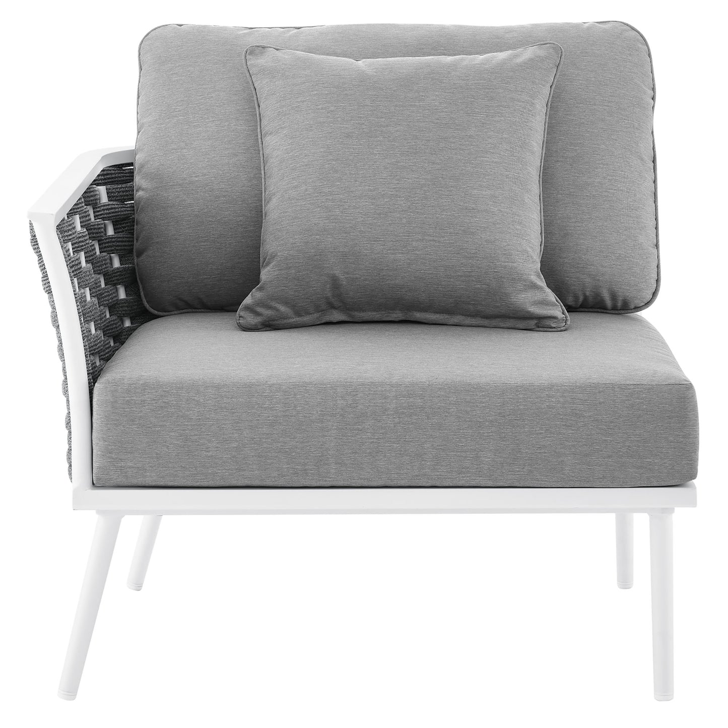 Willow Outdoor Patio Aluminum Left-Facing Armchair in White Gray