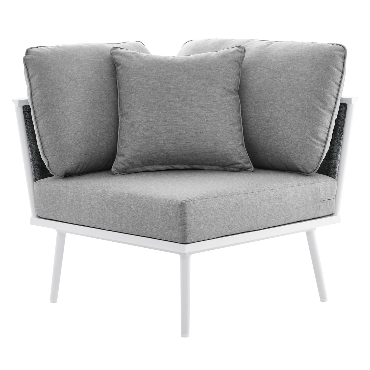 Willow Outdoor Patio Aluminum Corner Chair in White Gray