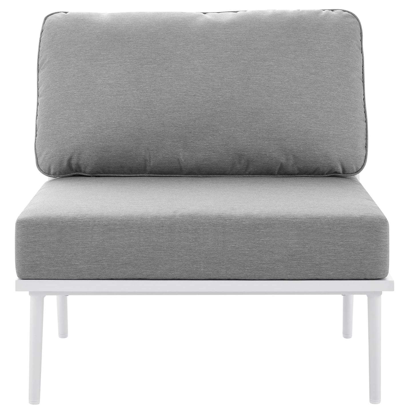 Willow Outdoor Patio Aluminum Armless Chair in White Gray