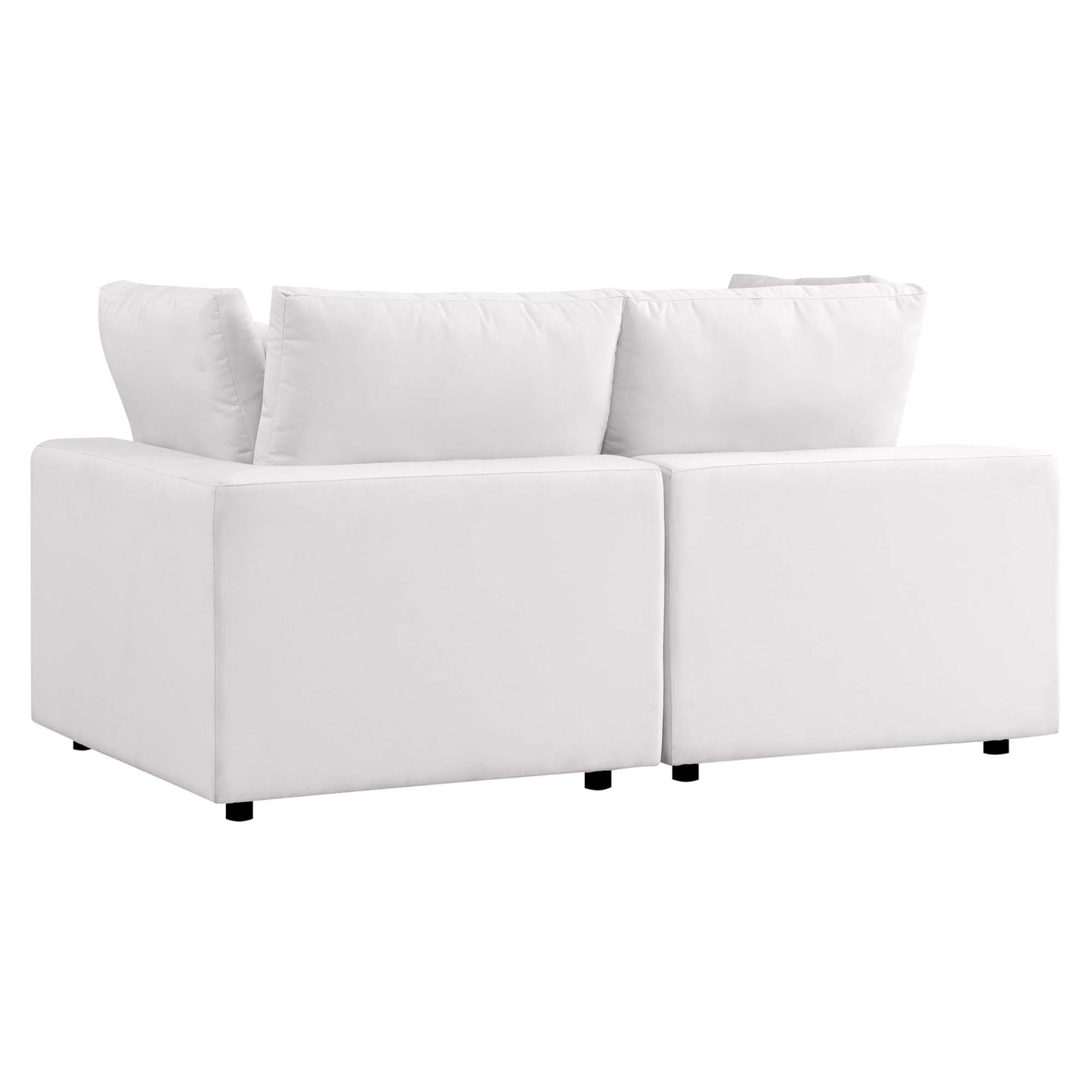Linden Overstuffed Outdoor Patio Loveseat in White