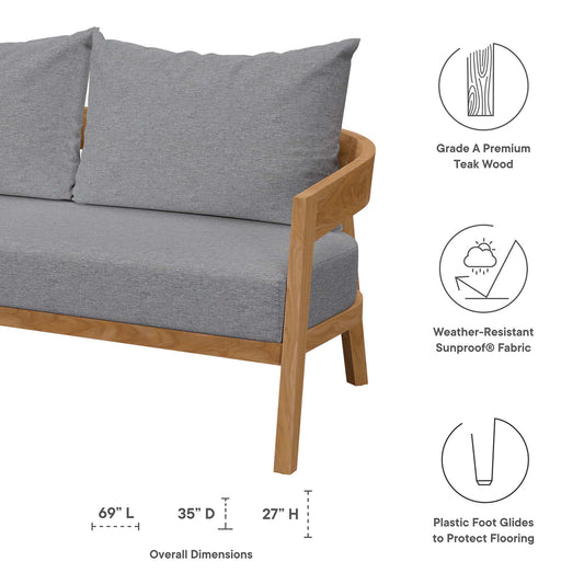 Brisbane Teak Wood Outdoor Patio Loveseat by Furniture for America
