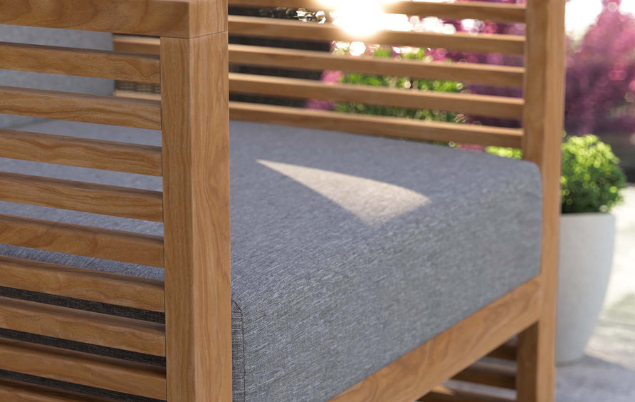 Avery Teak Wood Outdoor Patio Armchair in Natural Gray