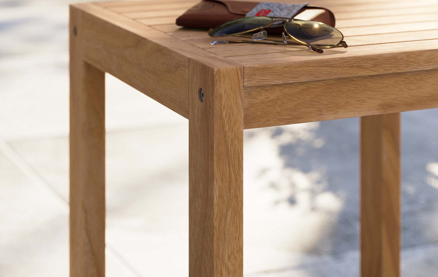 Avery Teak Wood Outdoor Patio Side Table in Natural