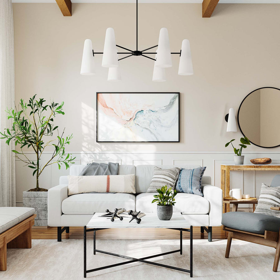 Tova 6-Light Chandelier in Opal Black