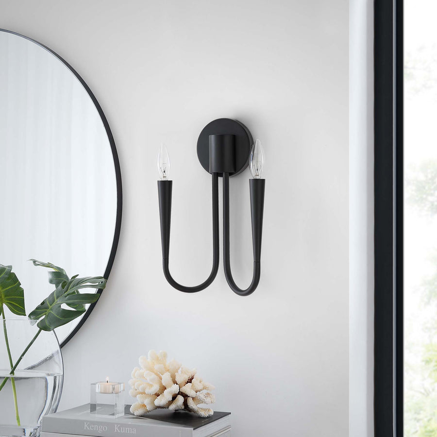 Stryn 2-Light Wall Sconce in Black