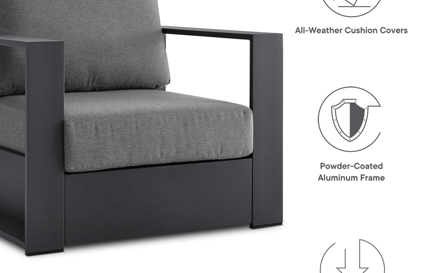 Aspen Outdoor Patio Powder-Coated Aluminum Armchair in Gray Charcoal