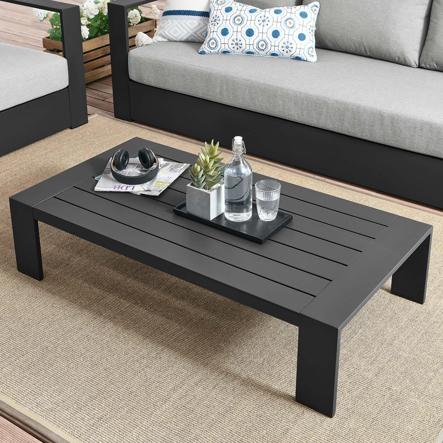Aspen Outdoor Patio Powder-Coated Aluminum Coffee Table in Gray