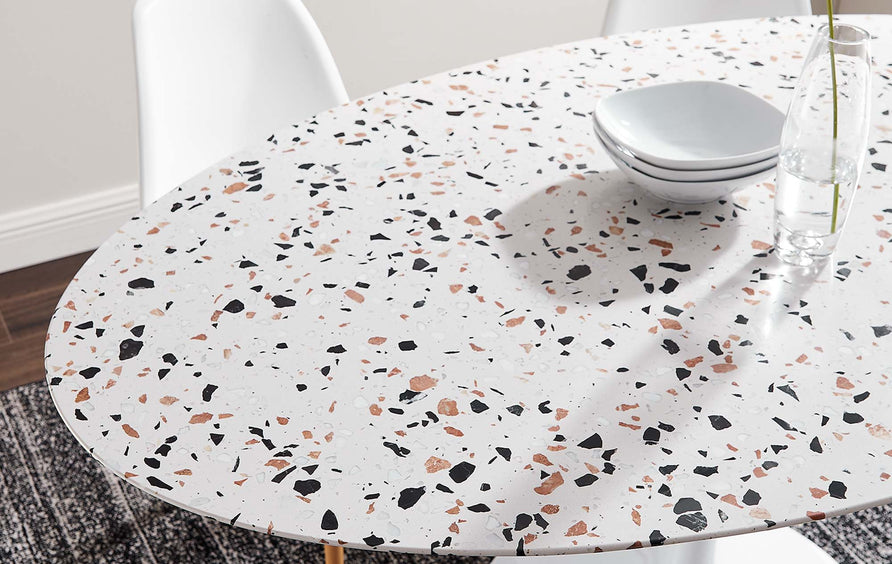 Lumen 60" Oval Terrazzo Dining Table in White White