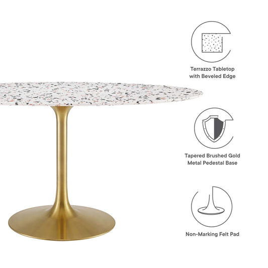 Lippa 60" Oval Terrazzo Dining Table by Furniture For America
