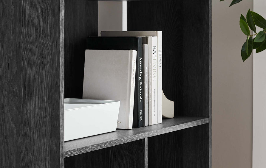 Emery 5 Shelf Wood Grain Bookcase in Charcoal