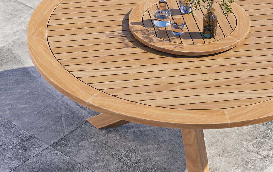Camden 63" Outdoor Patio Teak Wood Dining Table in Natural