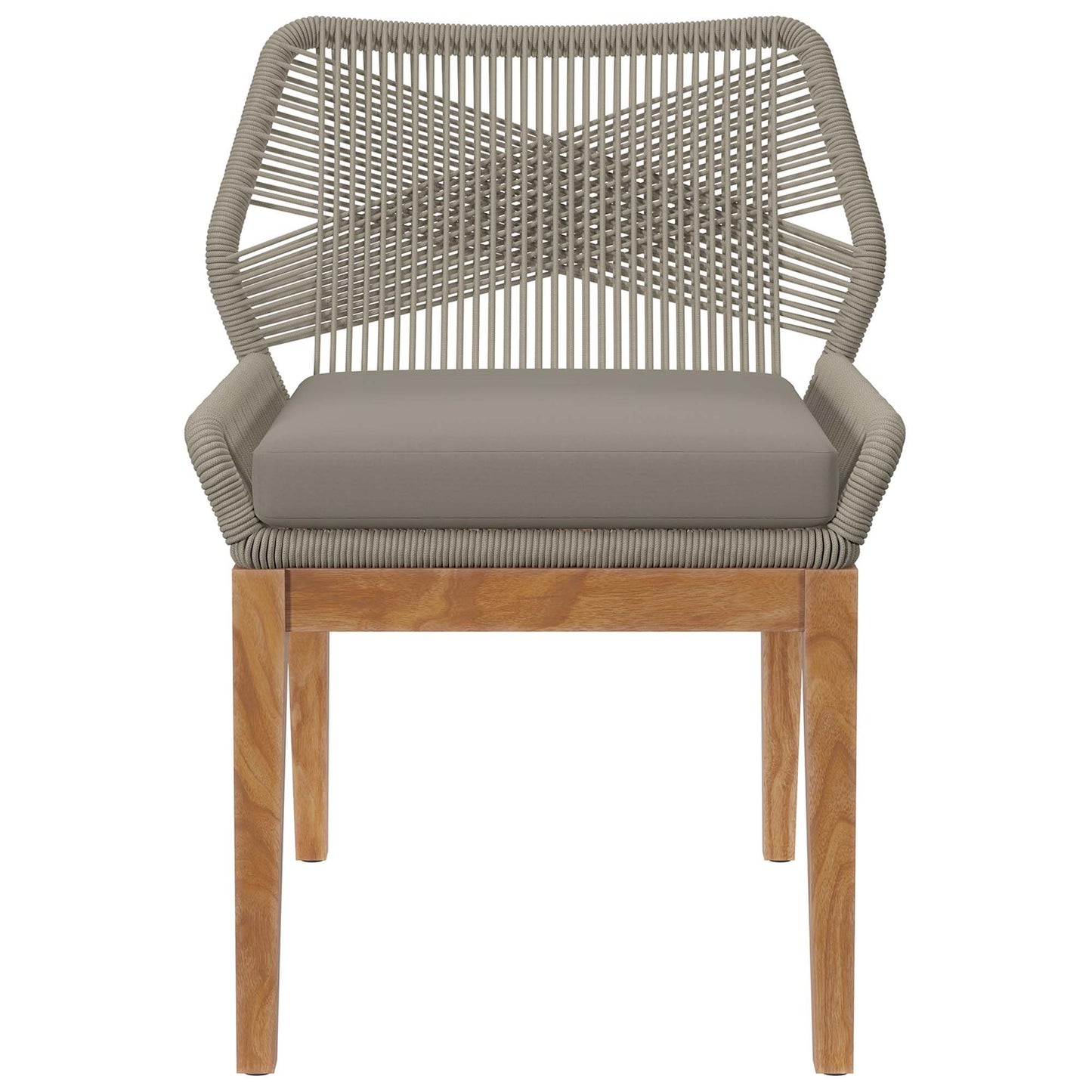 Camden Outdoor Patio Teak Wood Dining Chair in Light Gray Greige