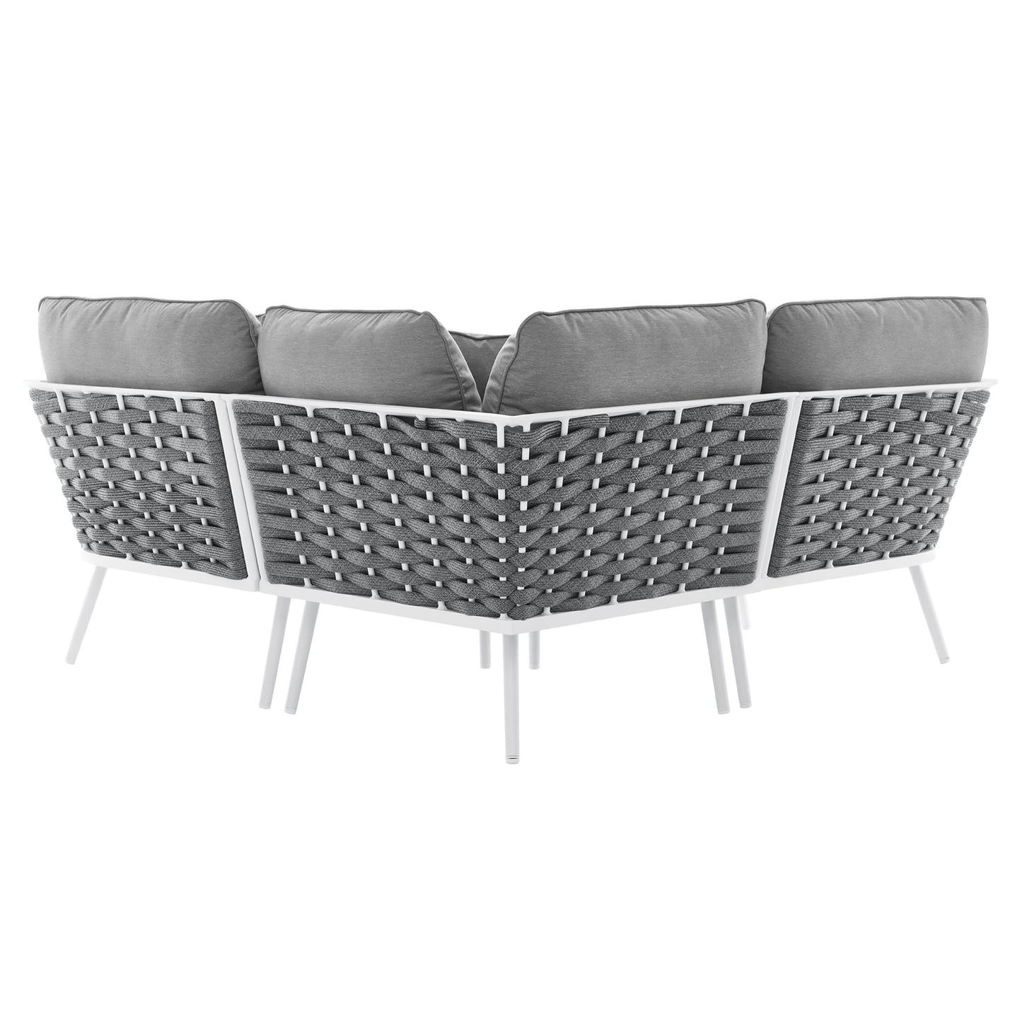 Willow Outdoor Patio Aluminum Small Sectional Sofa in White Gray