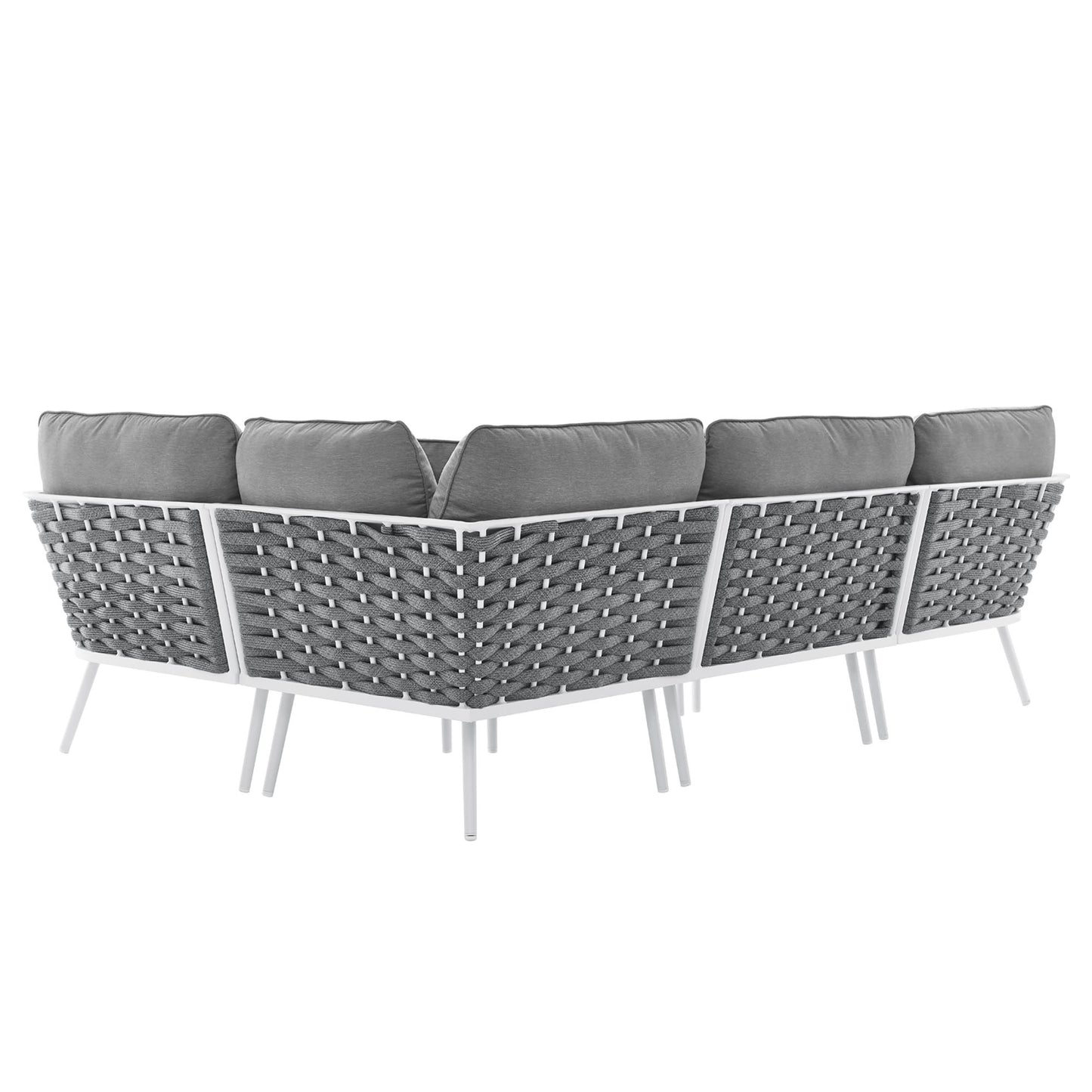 Willow Outdoor Patio Aluminum Large Sectional Sofa in White Gray