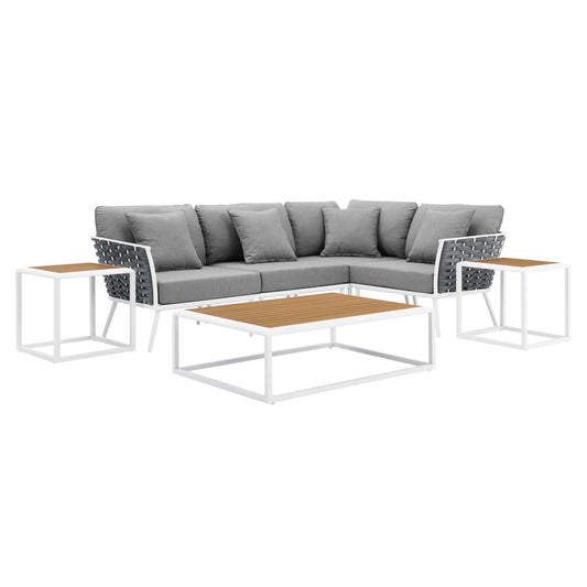 Stance 7 Piece Outdoor Patio Aluminum Sectional Sofa Set by Furniture For America