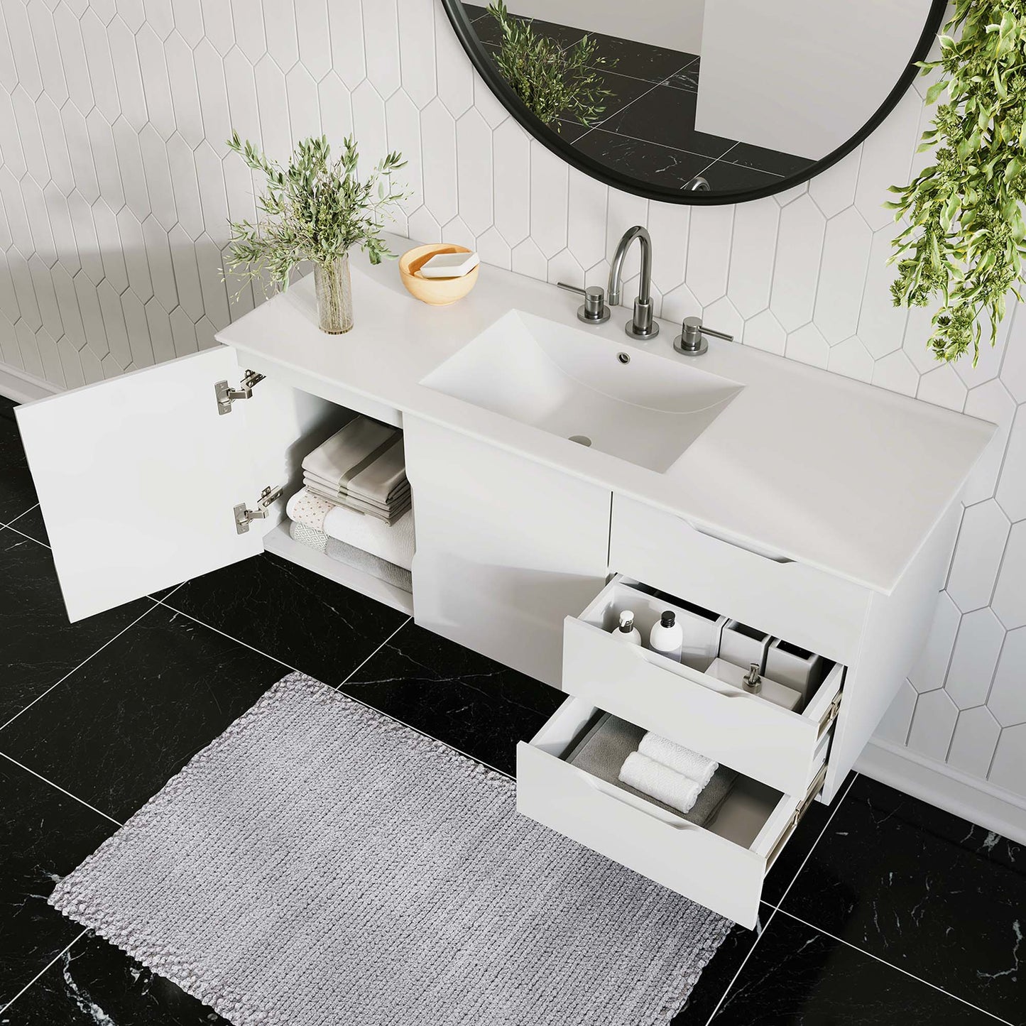 Bellamy 48" Single Sink Bathroom Vanity in White White