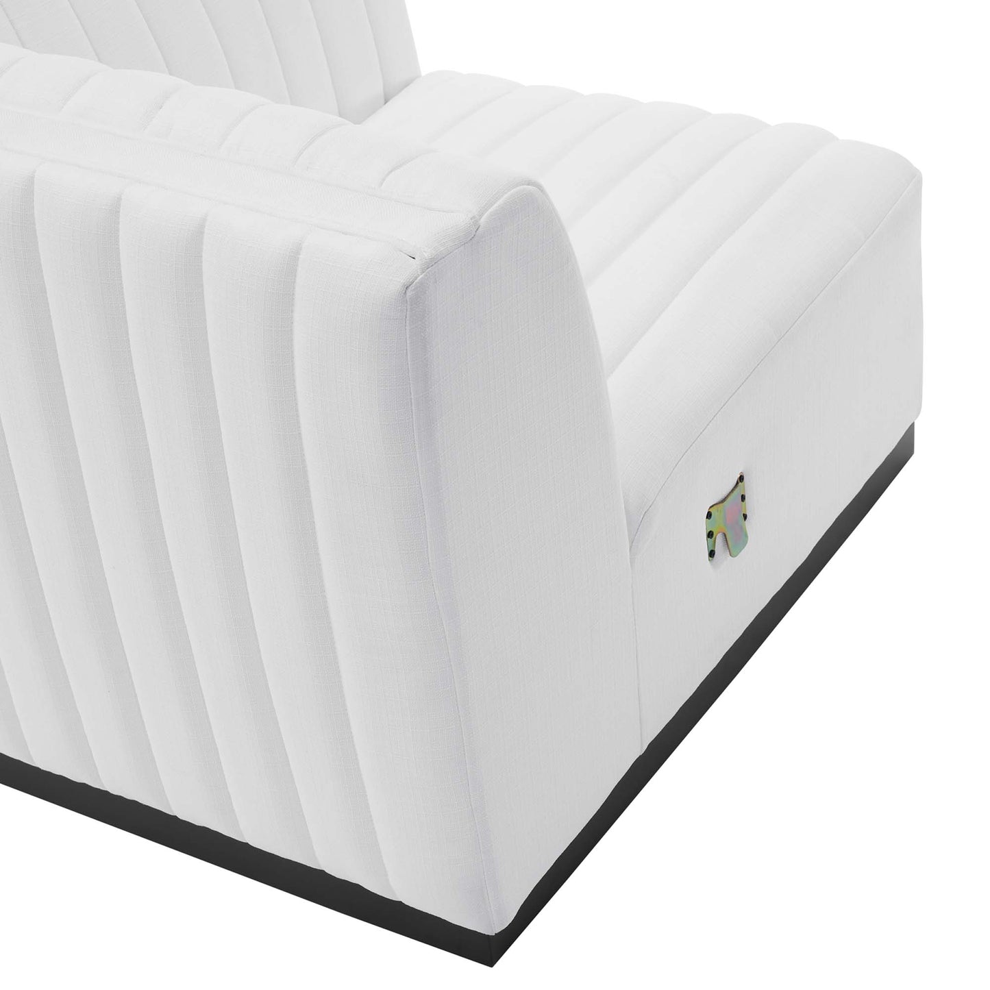 Olive Channel Tufted Upholstered Fabric Loveseat in Black White