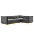 Sanguine 4-Piece Channel Tufted Performance Velvet Right-Facing Modular Sectional Sofa by Furniture For America