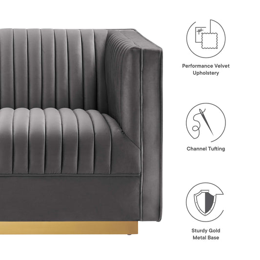 Sanguine 5-Piece Channel Tufted Performance Velvet Right-Facing Modular Sectional Sofa by Furniture For America