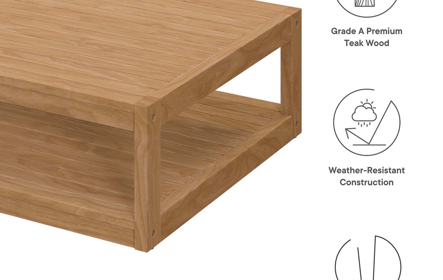 Avery 3-Piece Teak Wood Outdoor Patio Set in Natural Gray