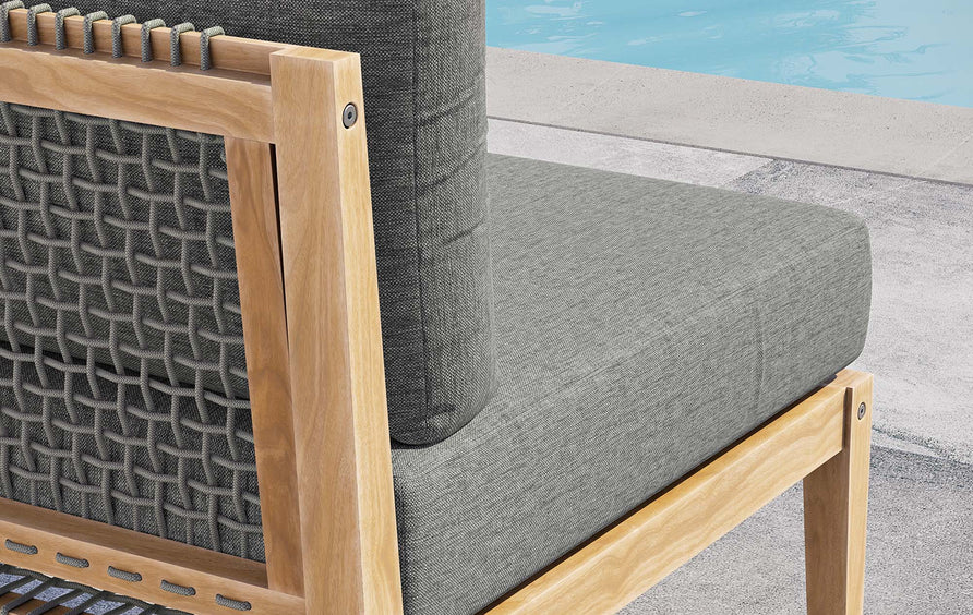 Vesper Outdoor Patio Teak Wood Armless Chair in Gray Graphite