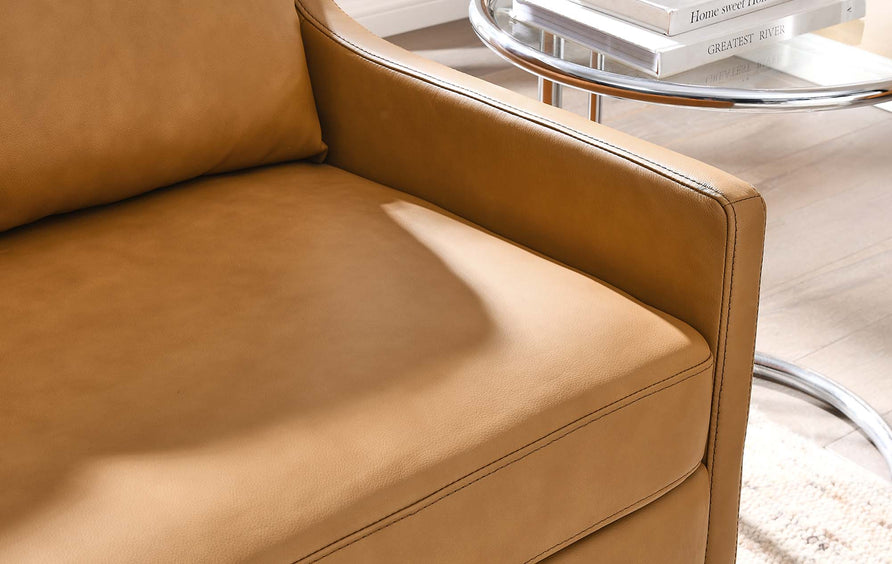 Pergola Leather Loveseat in Tan
