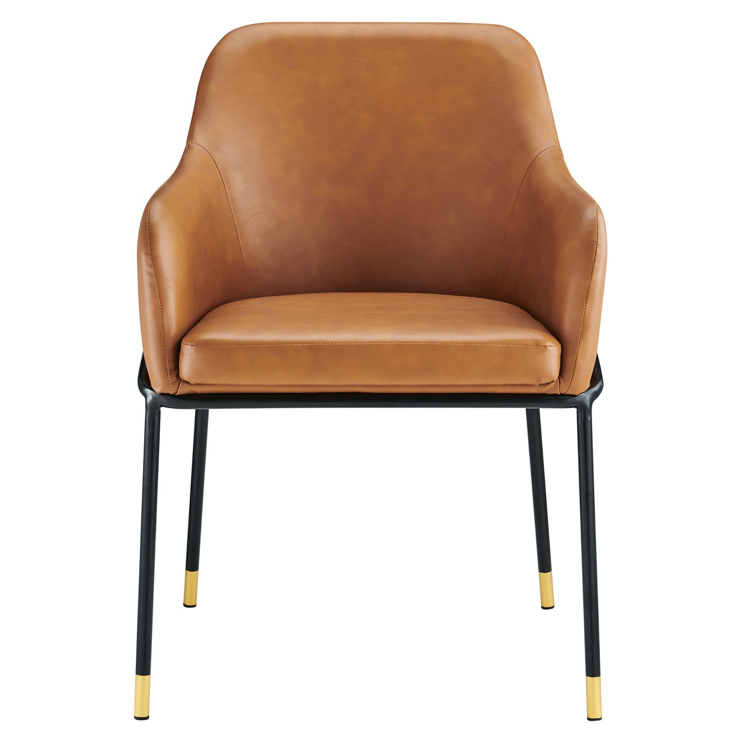 Zane Vegan Leather Dining Chair Set of 2 in Black Tan