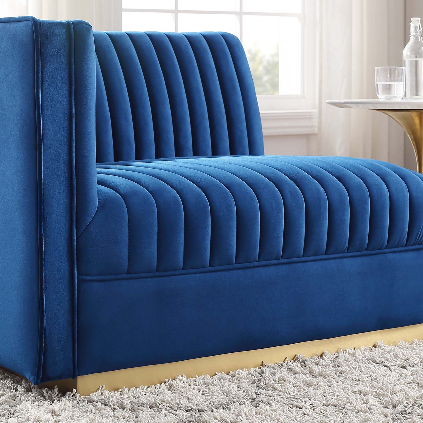 Sanguine Channel Tufted Performance Velvet Modular Sectional Sofa Left-Arm Chair by Furniture for America