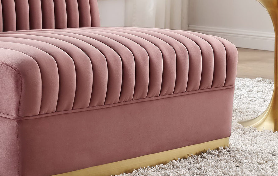 Soren Channel Tufted Performance Velvet Modular Sectional Sofa Armless Chair in Dusty Rose