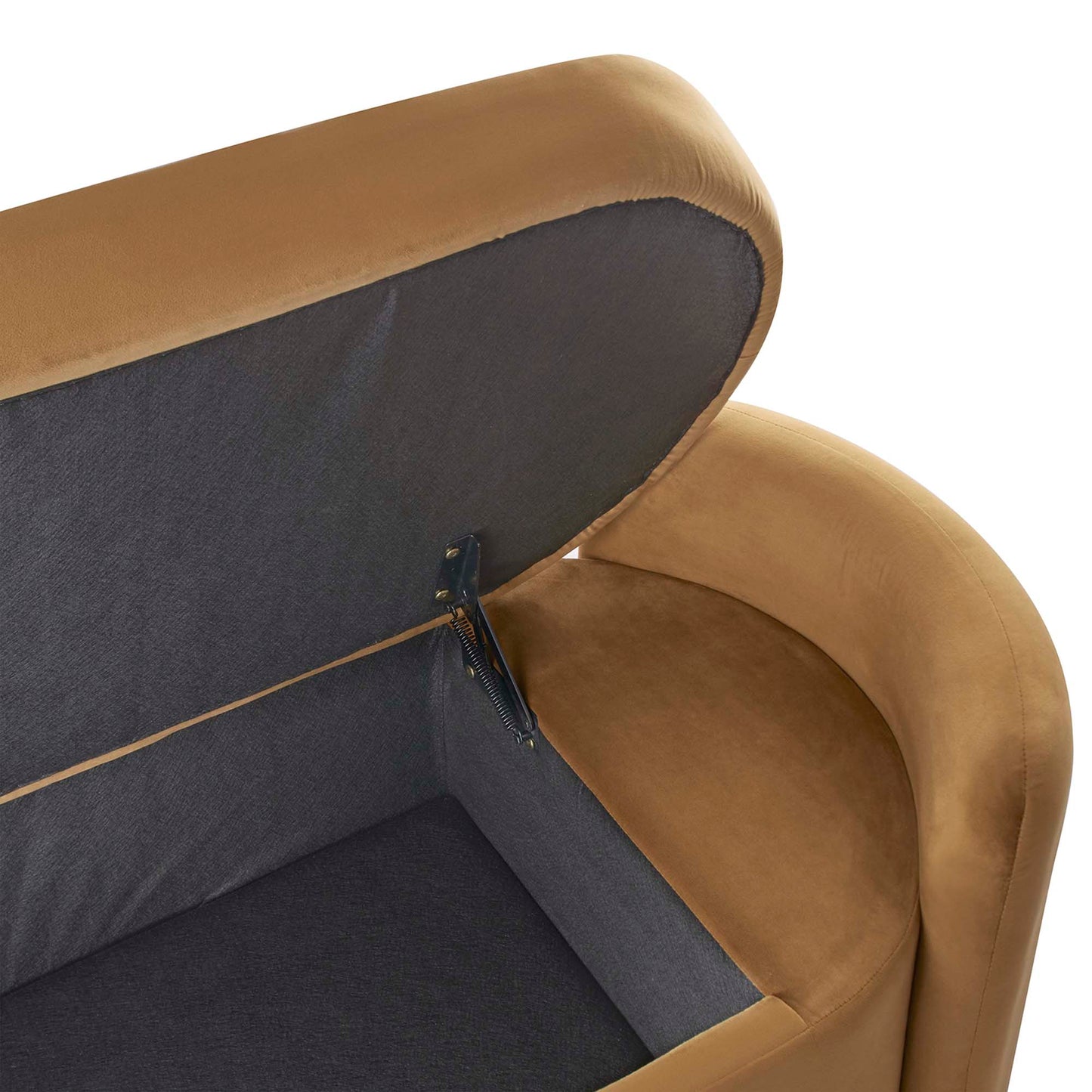 Brocade Upholstered Performance Velvet Bench in Cognac