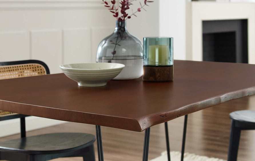 Coir 60" Live Edge Acacia Wood Acacia Wood Dining Table in Black Walnut