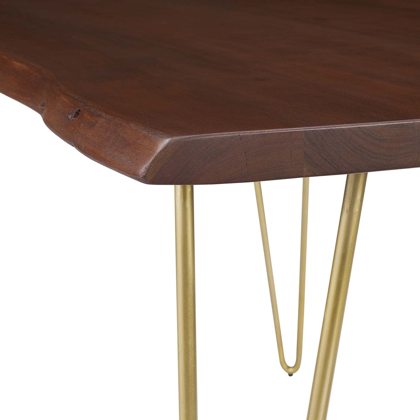 Coir 60" Live Edge Acacia Wood Acacia Wood Dining Table in Gold Walnut