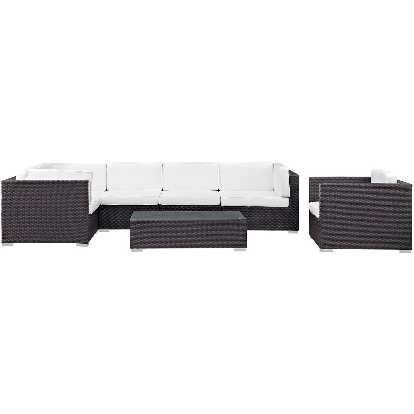 Estelle 7 Piece Outdoor Patio Sectional Set in Espresso White