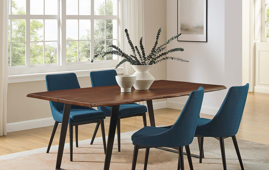 Verdelho 74" Live Edge Acacia Wood Dining Table in Black Walnut