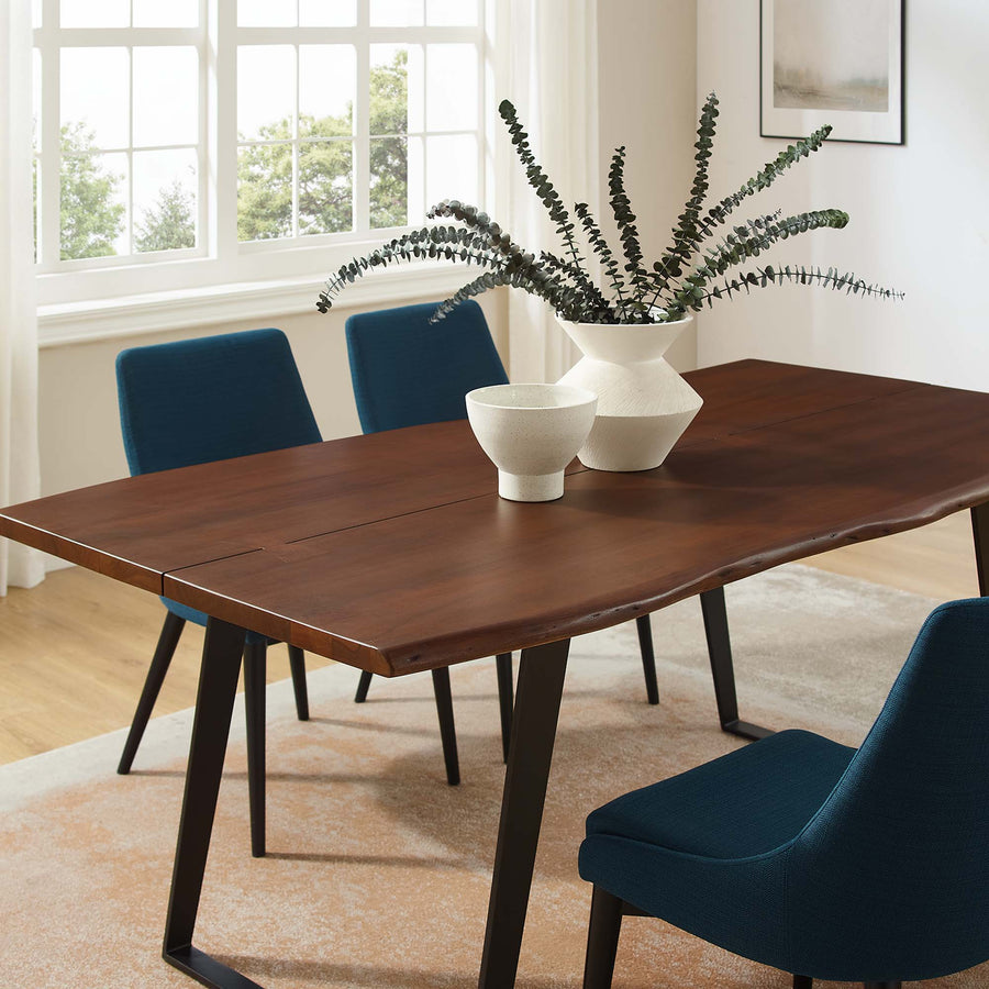 Verdelho 74" Live Edge Acacia Wood Dining Table in Black Walnut