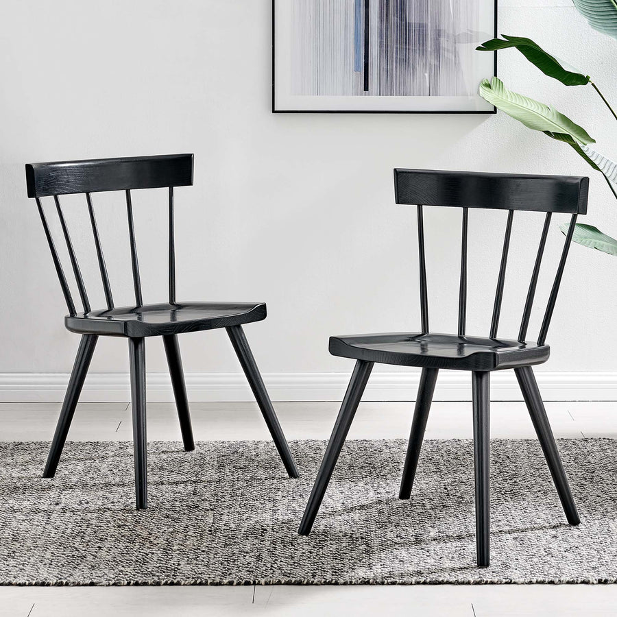 Wisteria Wood Dining Side Chair Set of 2 in Black
