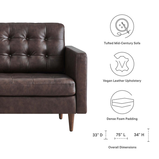 Exalt Tufted Leather Sofa by Furniture for America