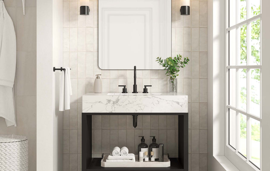 Fenn 36" Bathroom Vanity in White Black