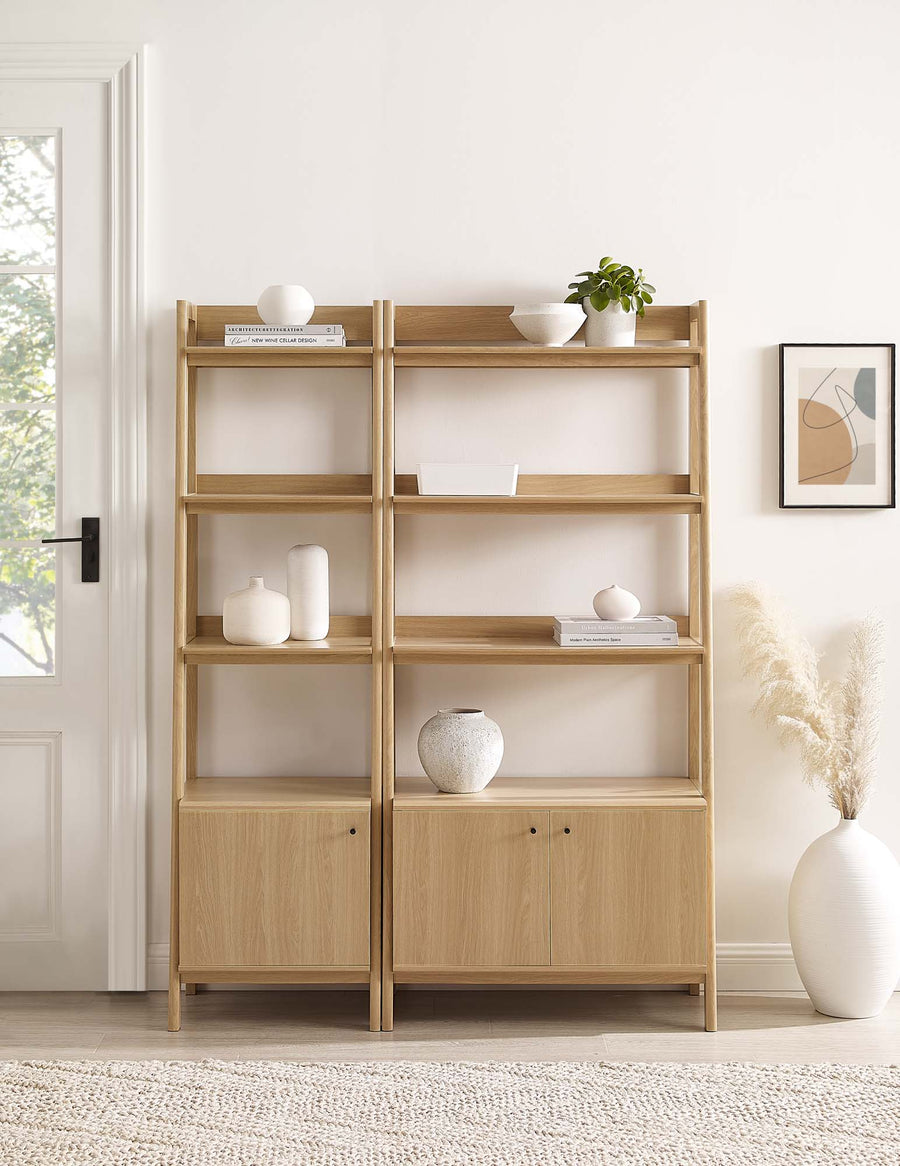 Finch Wood Bookshelves Set of 2 in Oak