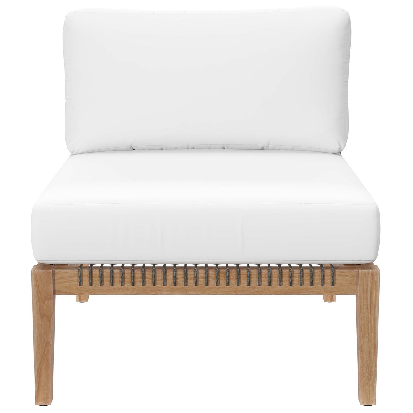 Vesper 4-Piece Outdoor Patio Teak Wood Sectional Sofa in Gray White