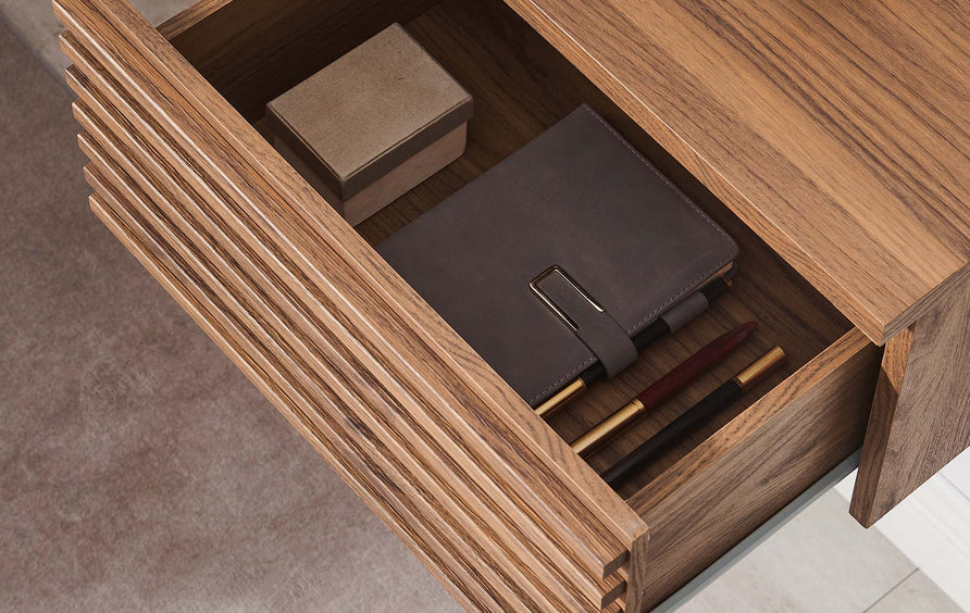 Vera Wall Mount Corner Office Desk in Walnut
