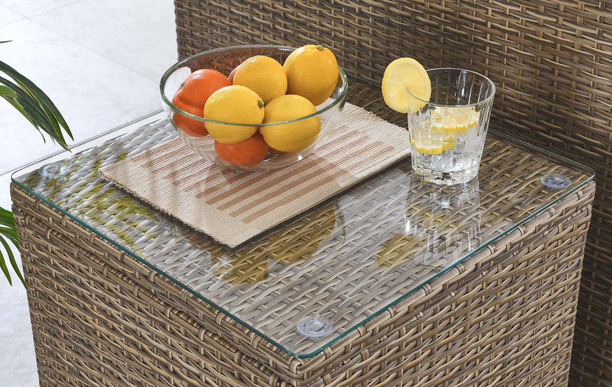 Sienna Outdoor Patio Side Table in Brown