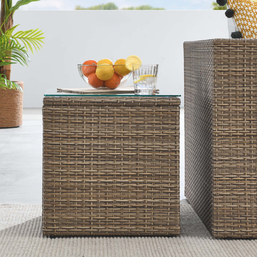 Sienna Outdoor Patio Side Table in Brown