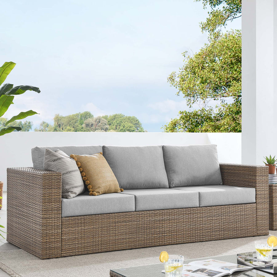 Sienna Outdoor Patio Sofa in Cappuccino Gray