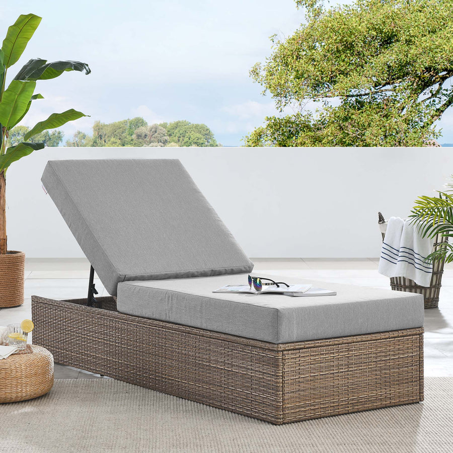 Sienna Outdoor Patio Chaise Lounge Chair in Cappuccino Gray
