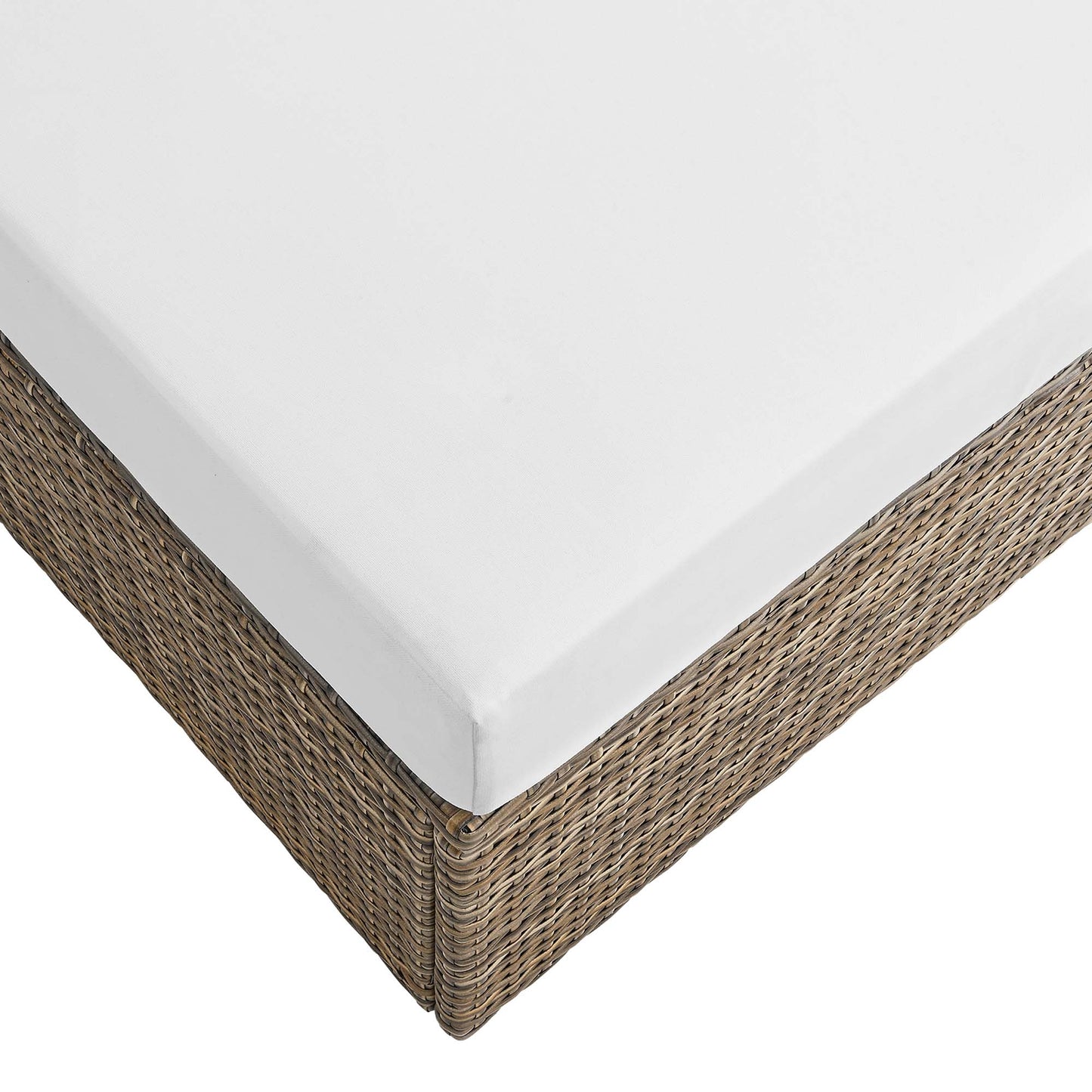 Sienna Outdoor Patio Rectangle Ottoman in Cappuccino White
