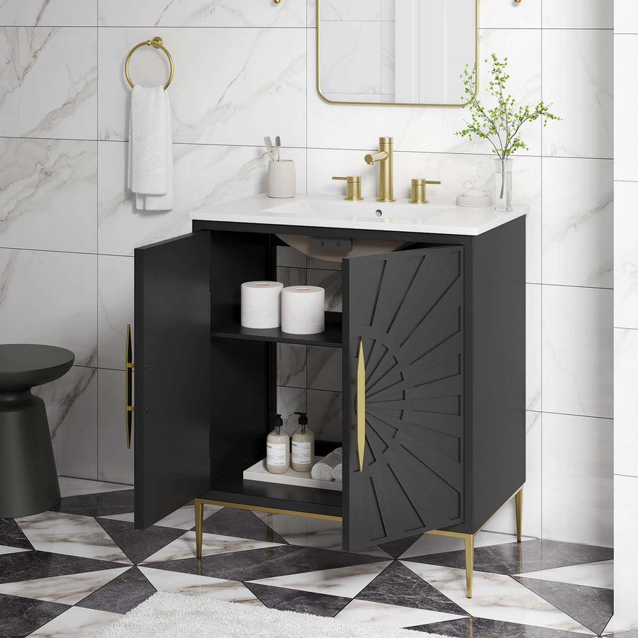 Briar 30" Bathroom Vanity in White Black